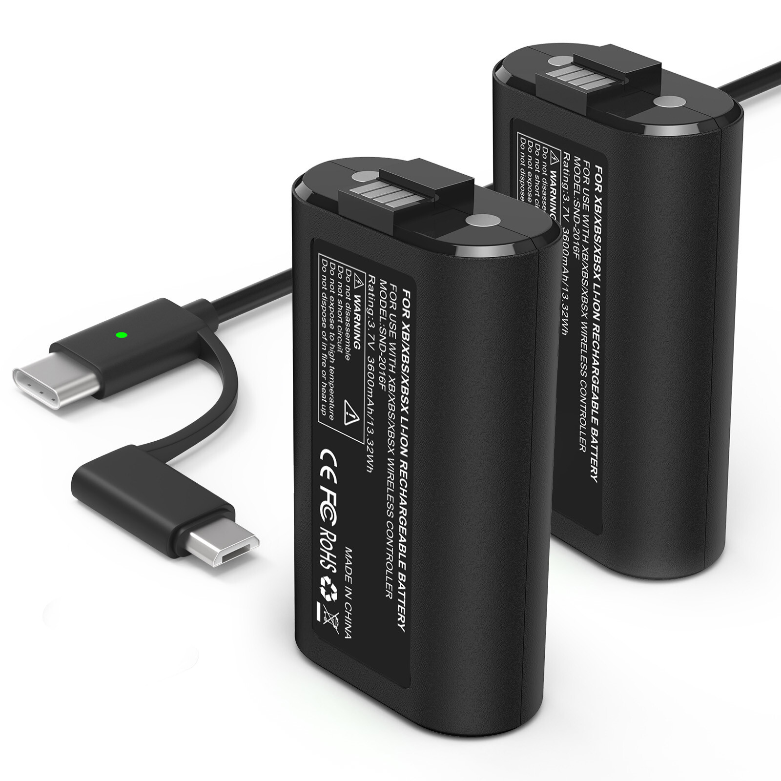 2 Rechargeable Battery Pack For XboxOne S X/Series X S Controller+Charging Cable