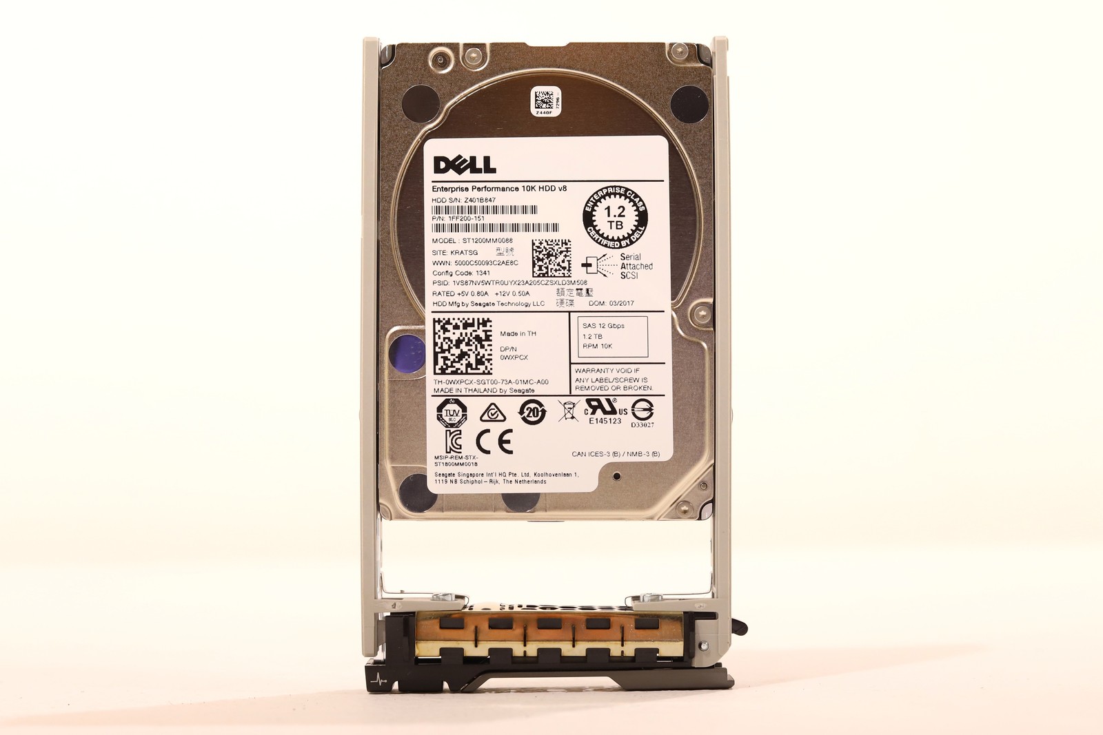Dell ST1200MM0088 1.2TB 2.5" 12Gb/s 10K RPM SAS HDD W/Caddy Dell P/N: 0WXPCX