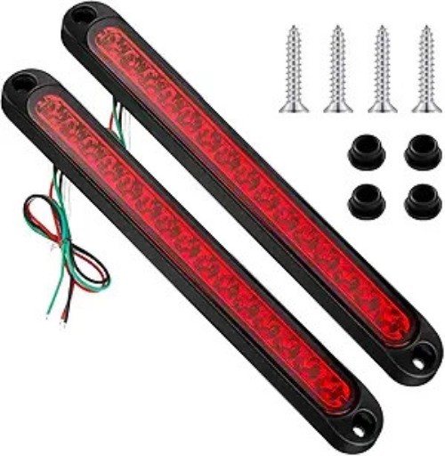 2 Pieces 10 Inch 15 LED Trailer Tail Light Bar Stop Turn Tail Color: Red Cover