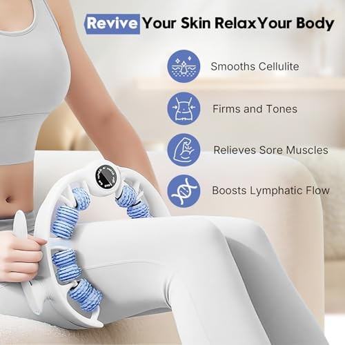 Anti-Cellulite Massage Roller with Detachable Handles | Lymphatic Drainage Blue