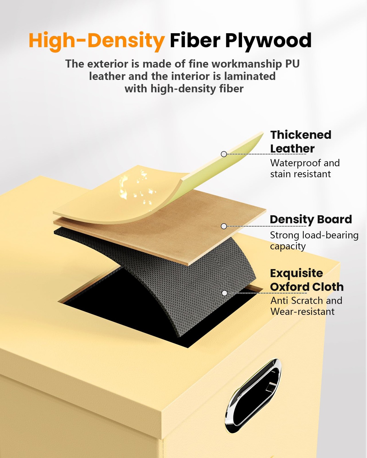 Storage File Box Cream-Yellow Leather 1 Pack AM03118 Document Organizer Case