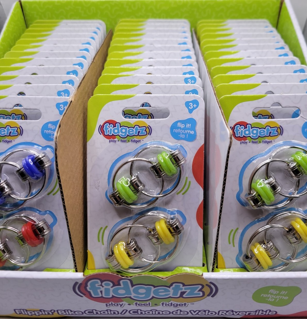 Full Case of 36 QTY w/PDQ Just Play Fidgetz Flippin' Bike Chain Sensory Toy