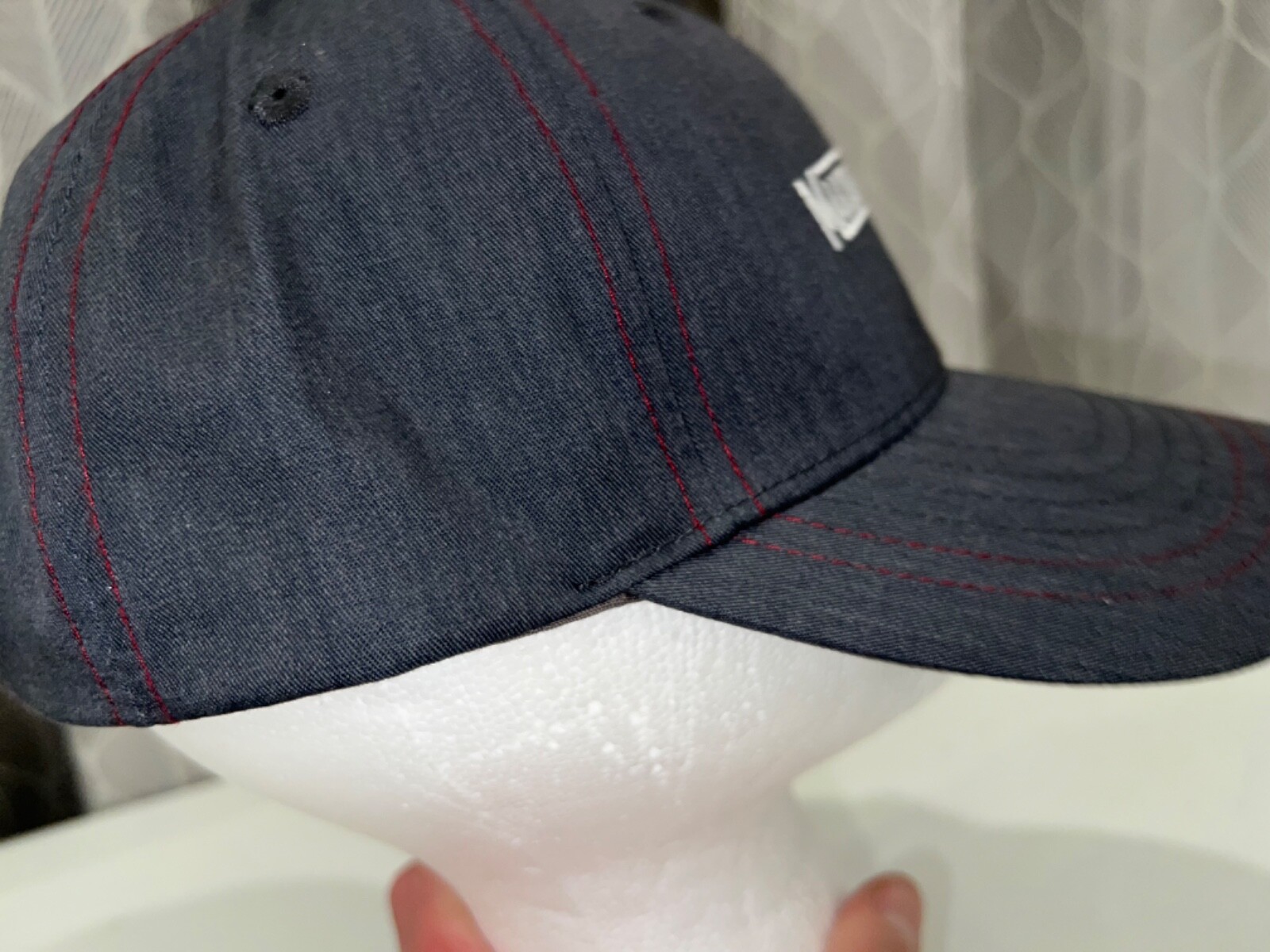 Making Our Mark White Embroidered Gray Cotton Hat Cap Hook Loop Adj EUC