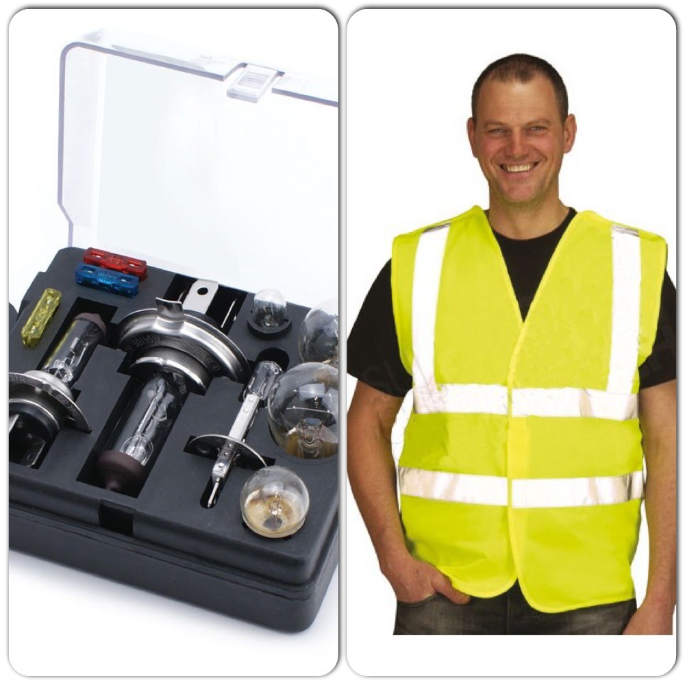 Car Spare Bulb and Fuse Kit &  Adult Hi Vis Safety Vest (Travel Essentials Kit)