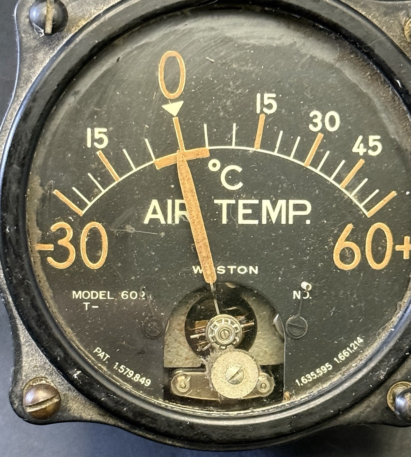 WESTON Aviaton Cyl. Temp Temperature Gauge Model 602 3" Black Parts/Display VK05