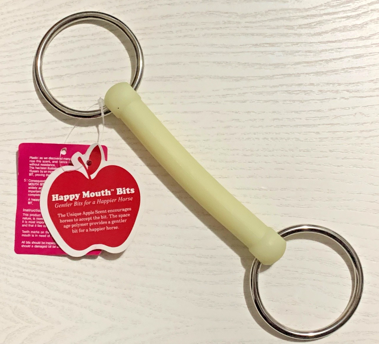 Happy Mouth Apple Scent Horse Bit, Gentle 5" Mullen Mouth, Stainless Steel Rings