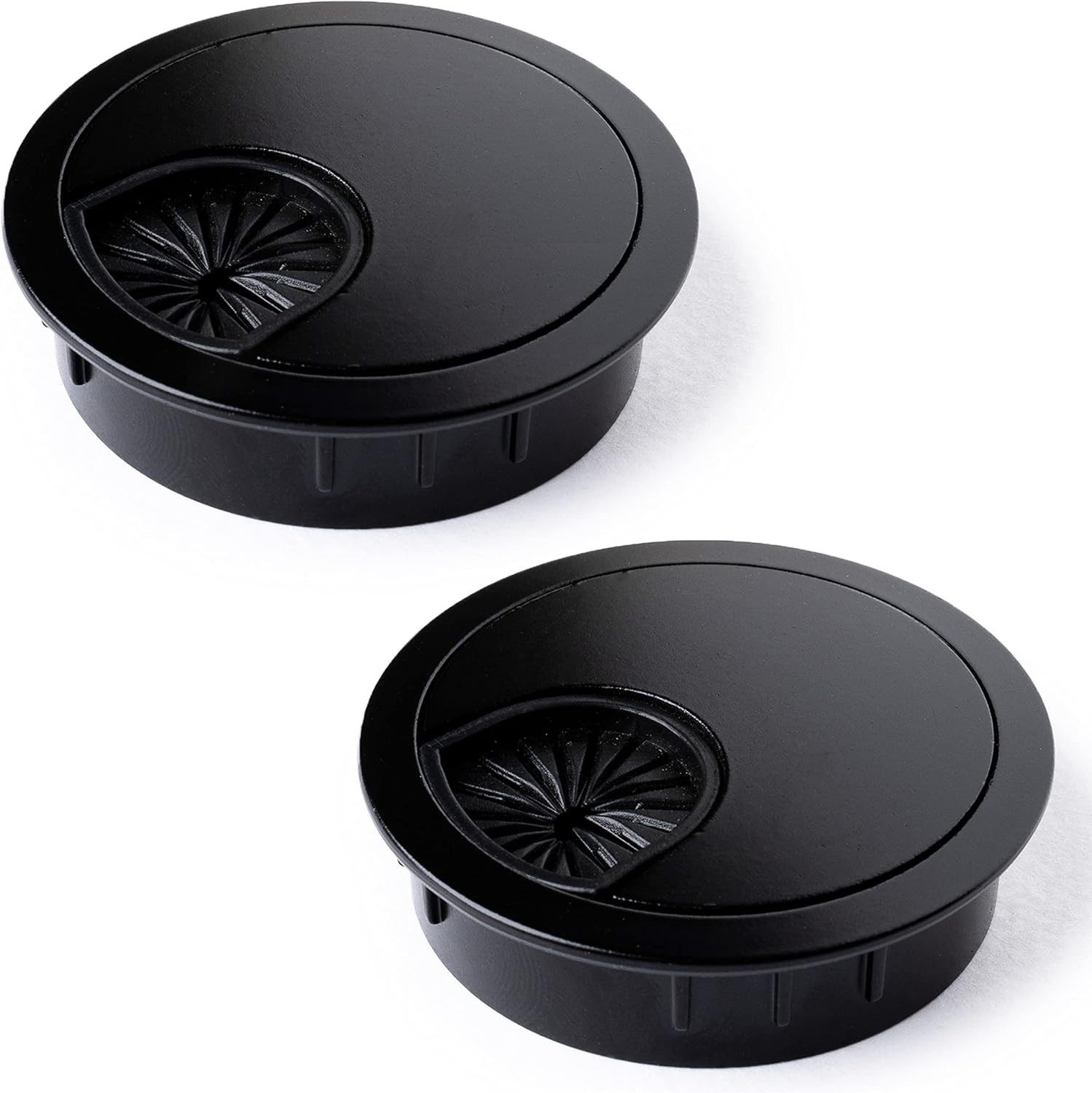 Metal Desk Grommet 2 Inch (50 mm) Pack of 2-Flat Black Zinc Alloy Metallic Desk