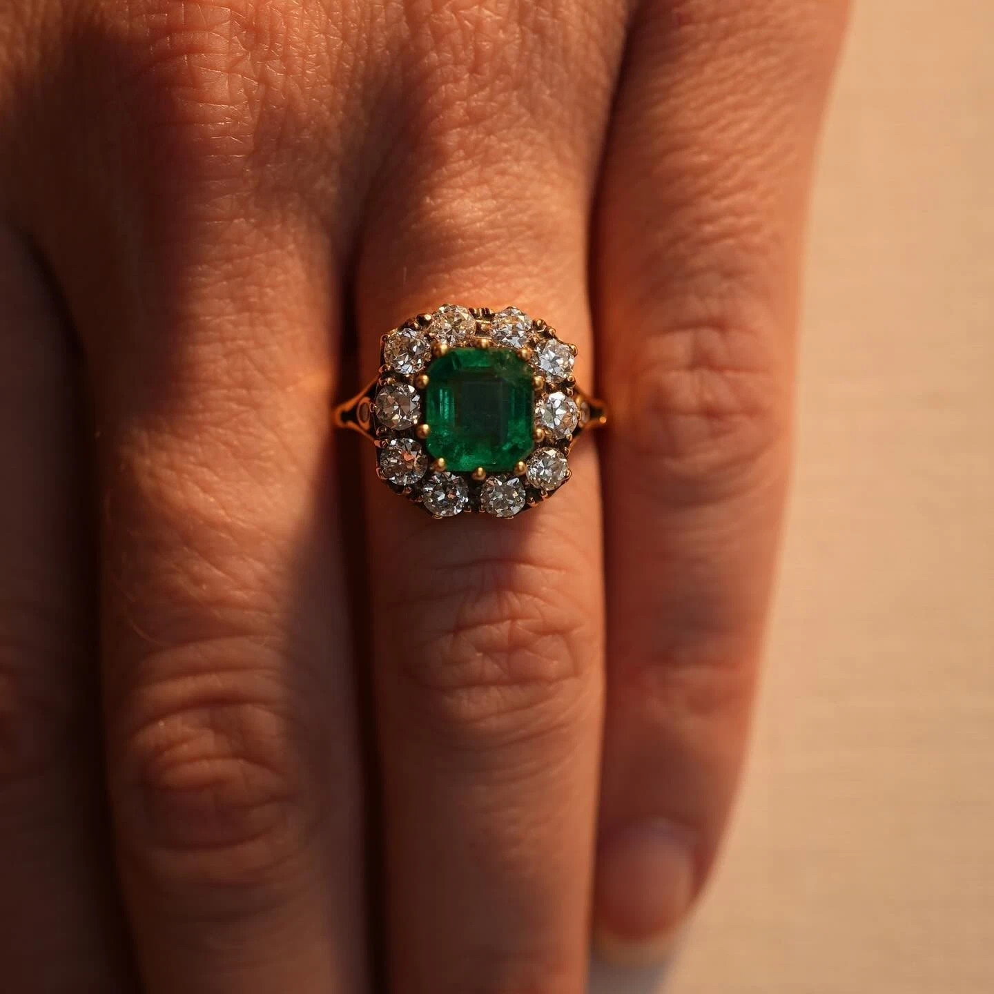 3Ct Cushion Lab Created Green Emerald Wedding Halo Ring 14k Yellow Gold Plated