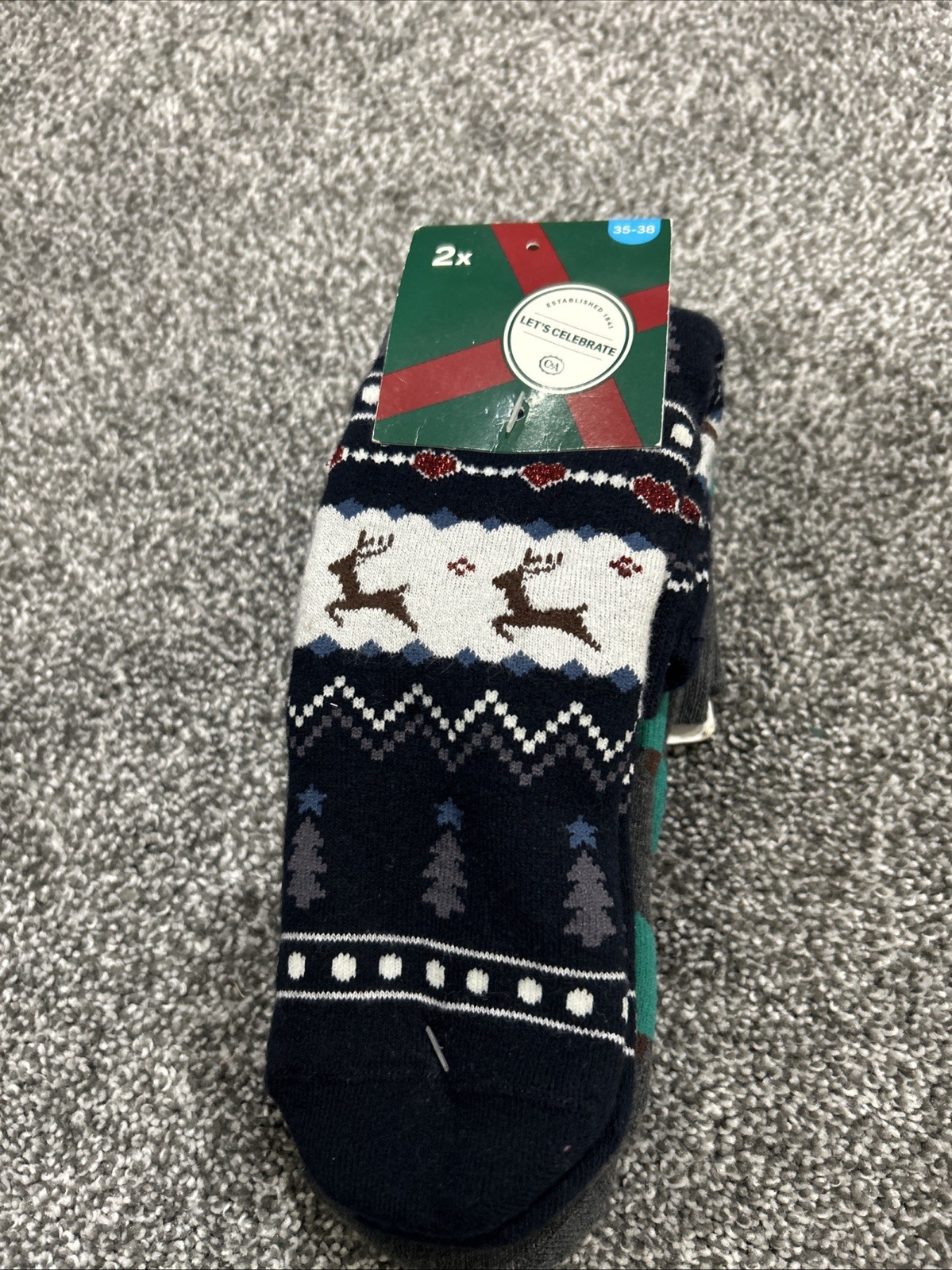 C&A Christmas Ladies Winter Thick Grip Socks - Uk Size 3-5