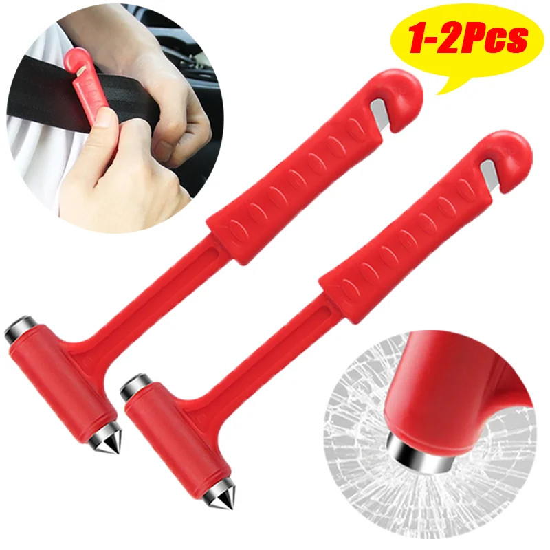 Dual-purpose emergency car safety escape hammer, glass breaker, seat belt cutter