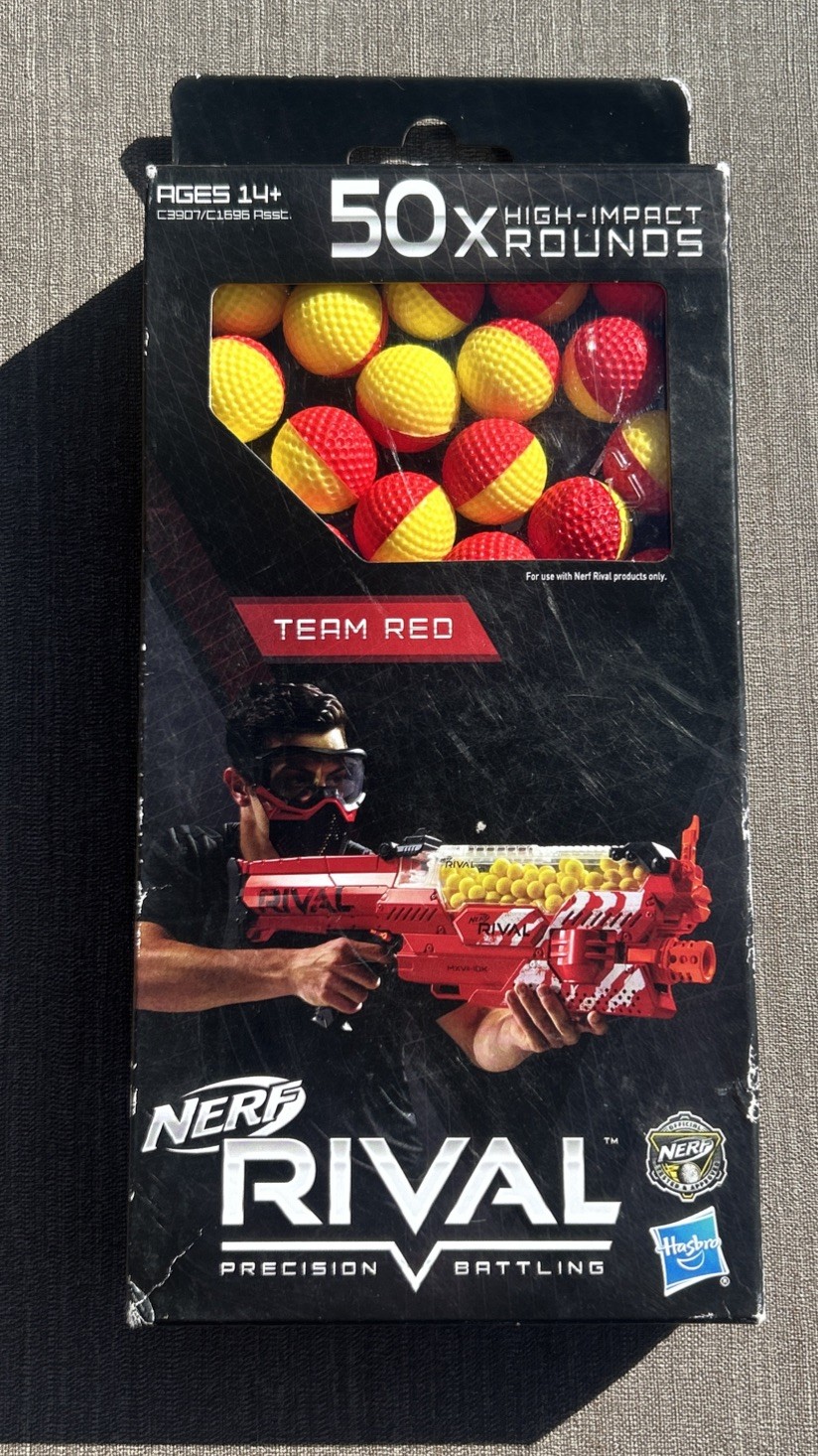 NERF Rival 50 High Impact Rounds Red/Yellow Balls New NIB Box