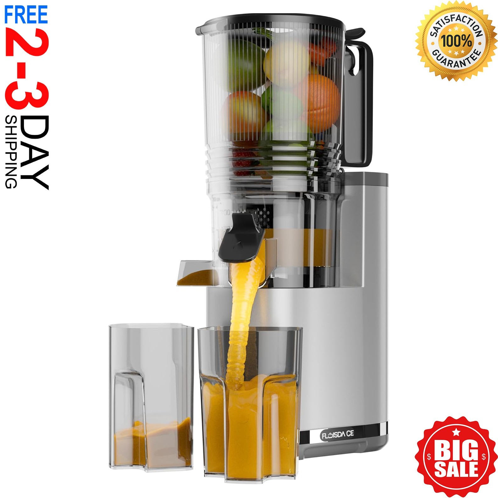 Cold Press Juicer 6.5 Extra Large Feed Chute Juicer Machines Hands Free 350W