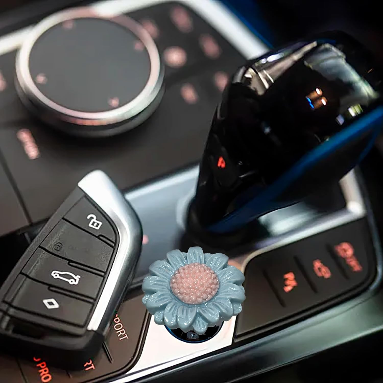 Push to Start Button Cover，Engine Start/Stop Resin Flower Starter Cover (For Dec