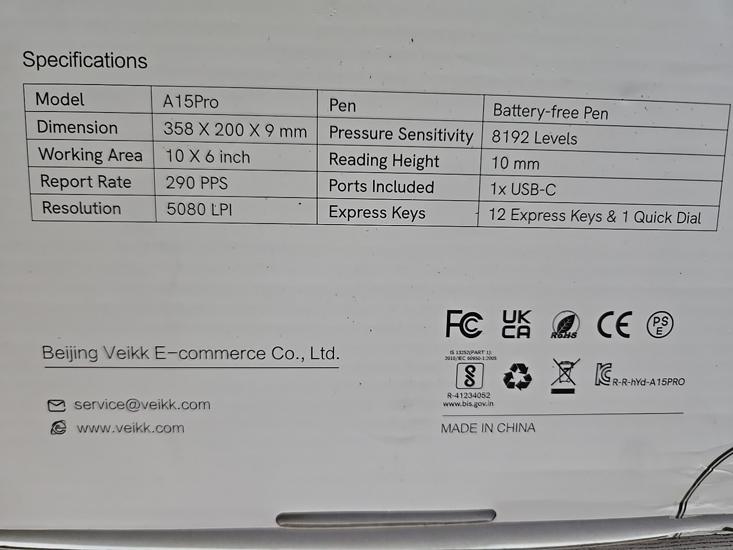 Veikk A15 Pro Graphic Art Drawing Tablet w/ Pen