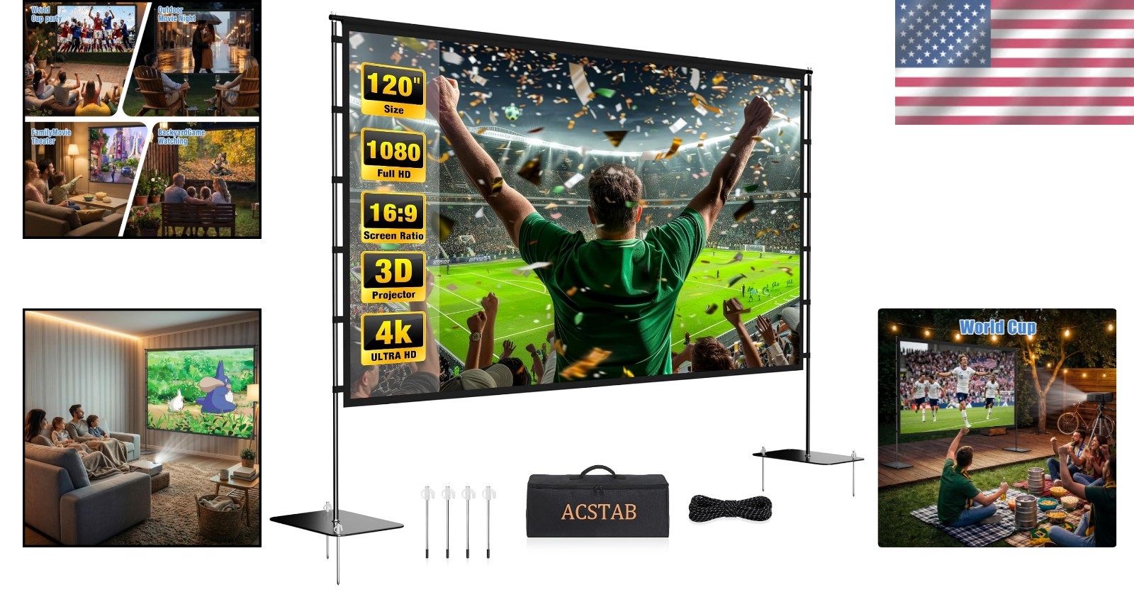 120 Inch Outdoor Projector Screen with Stand