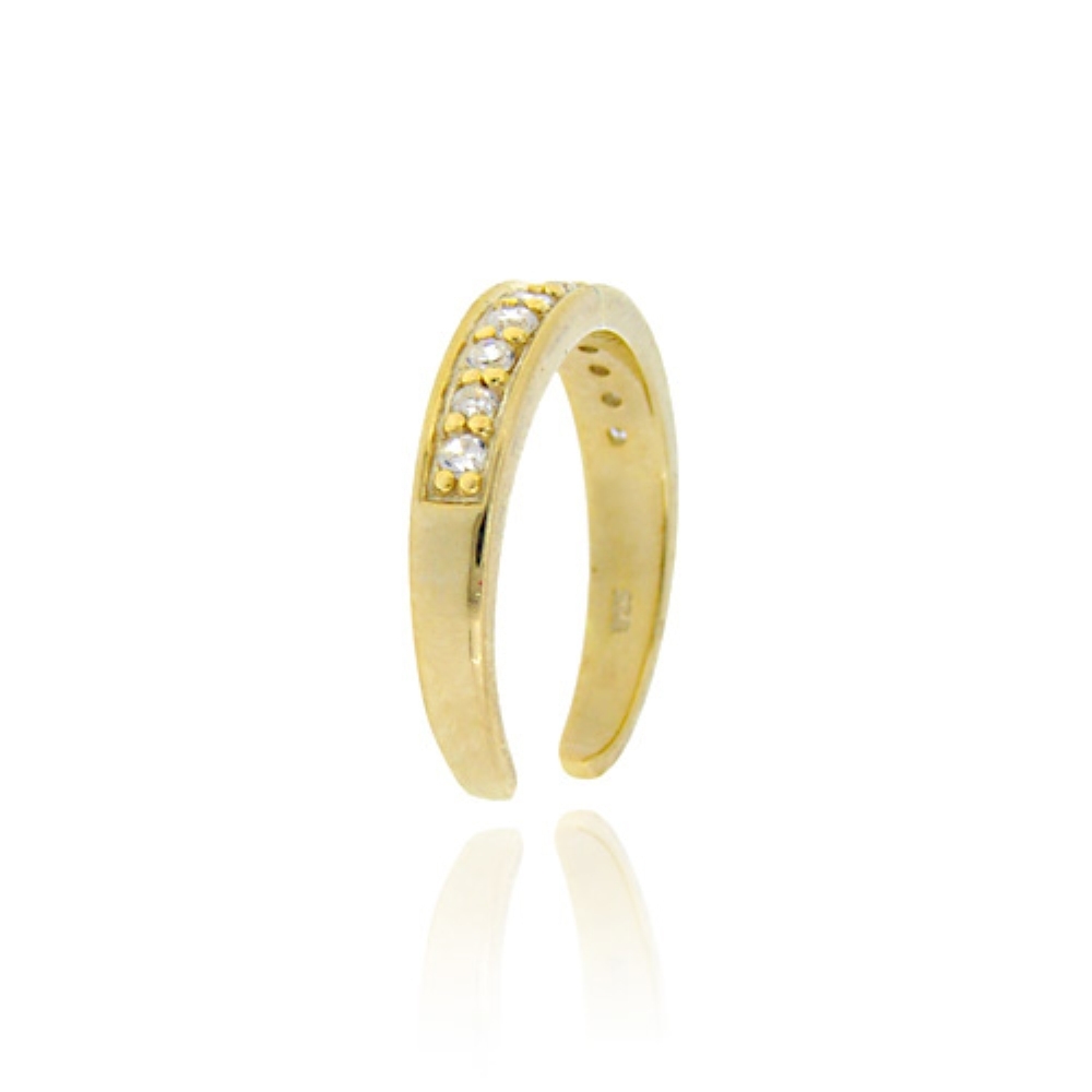 18K Gold Over Sterling Silver Channel-Set CZ Toe Ring
