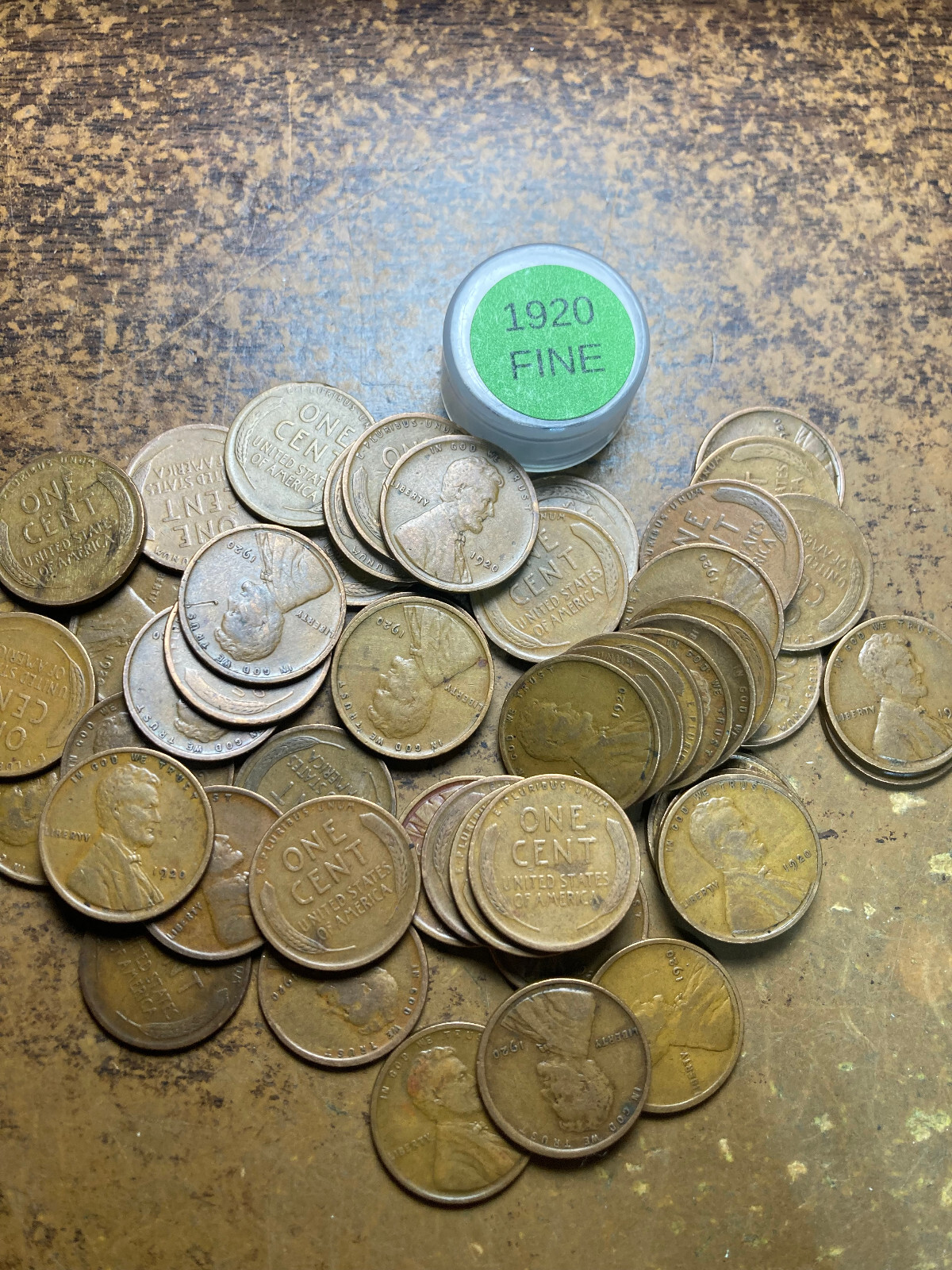 1920 (P) LINCOLN WHEAT CENT PENNY ROLL, all coins fine grade
