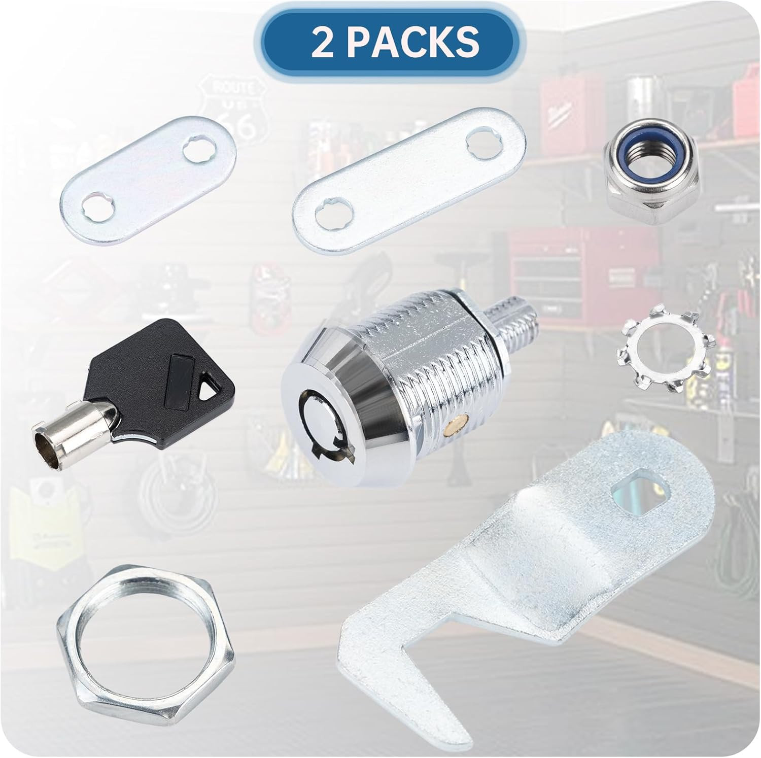 Silver Tool Box Locks with Keys Compatible with Craftsman Tool Box, 5/8"(17mm) T
