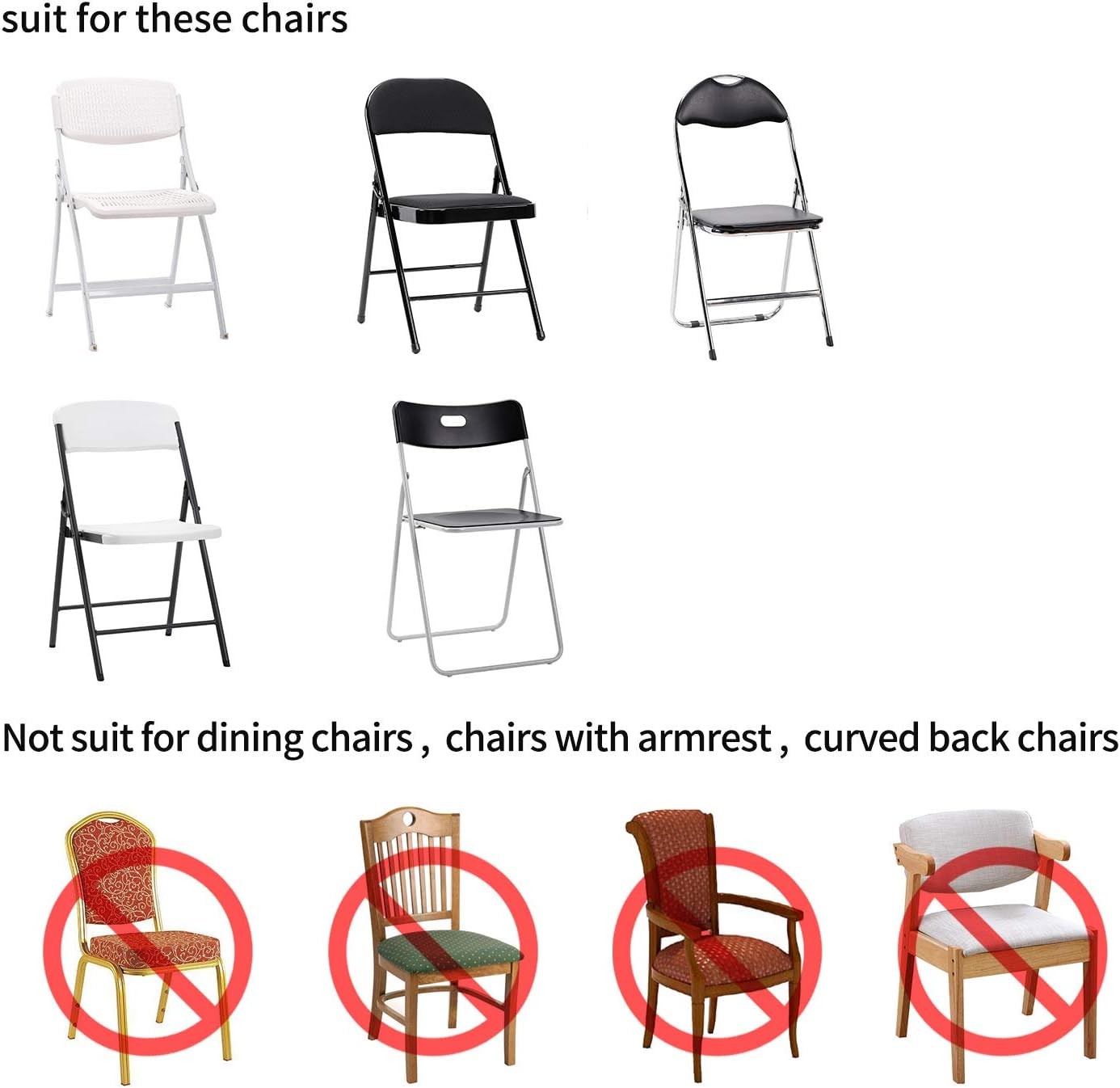 Peomeise Stretch Spandex Folding Chair Cover for Wedding Party Dining White