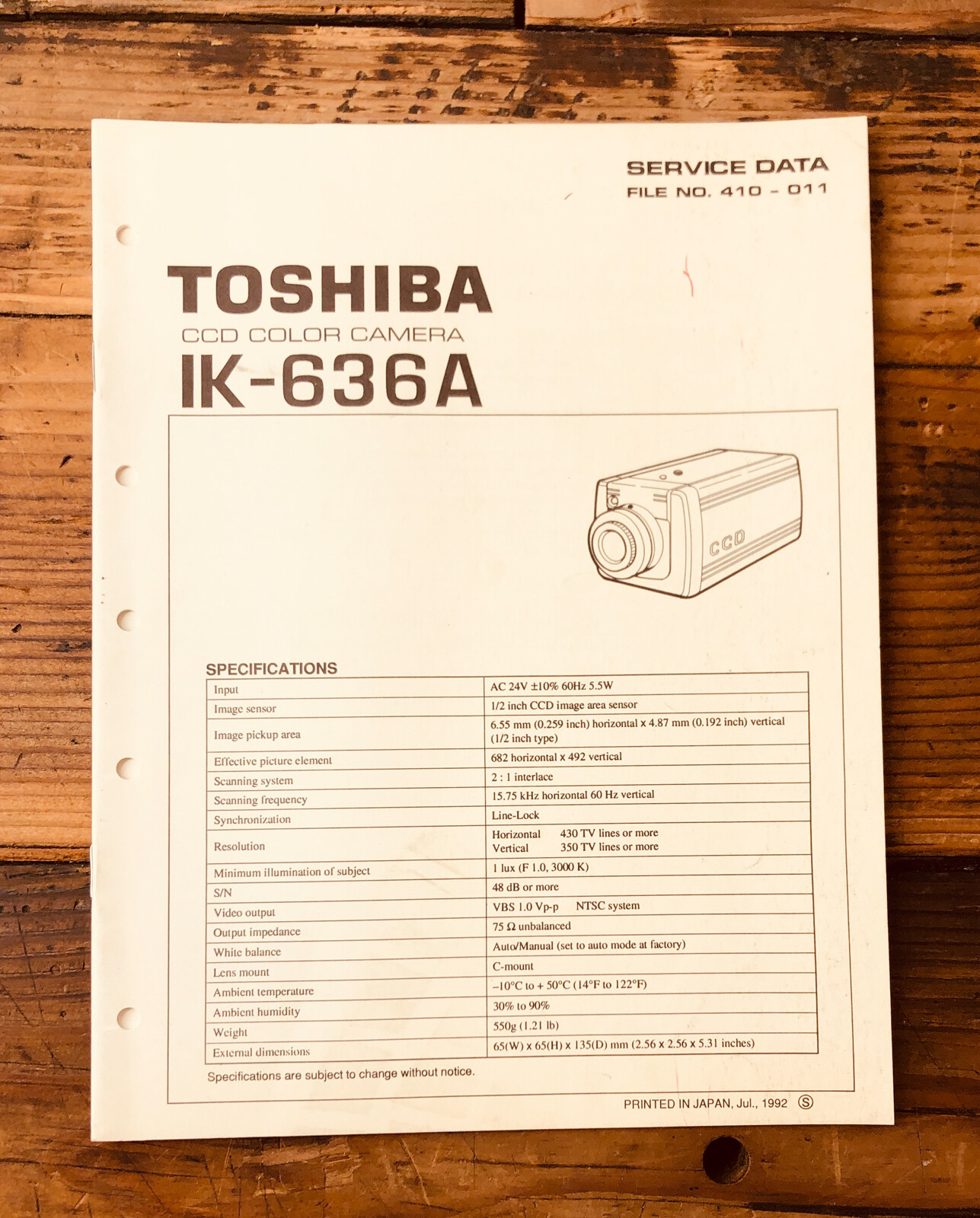 TOSHIBA  IK-636A Camera  Service Manual *Original*