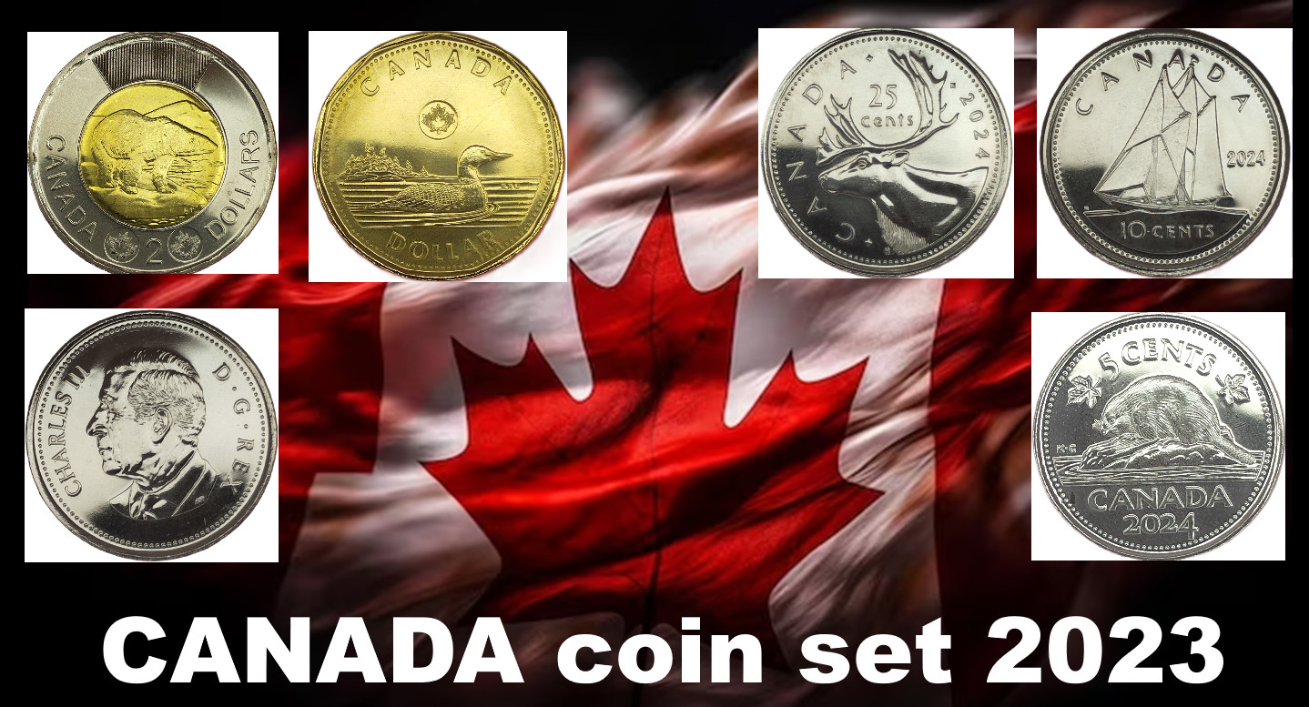 Canada coin set 2023 King Charles III 5 cents to $2 dollars 10 25 50 1 Bear Duck