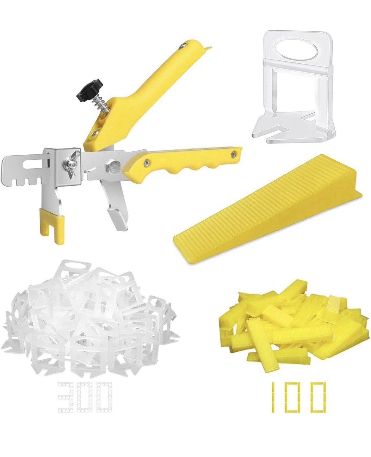 Tile Leveling System with Tile Plier-300-Piece Tile Spacers Clips and 100-Piece