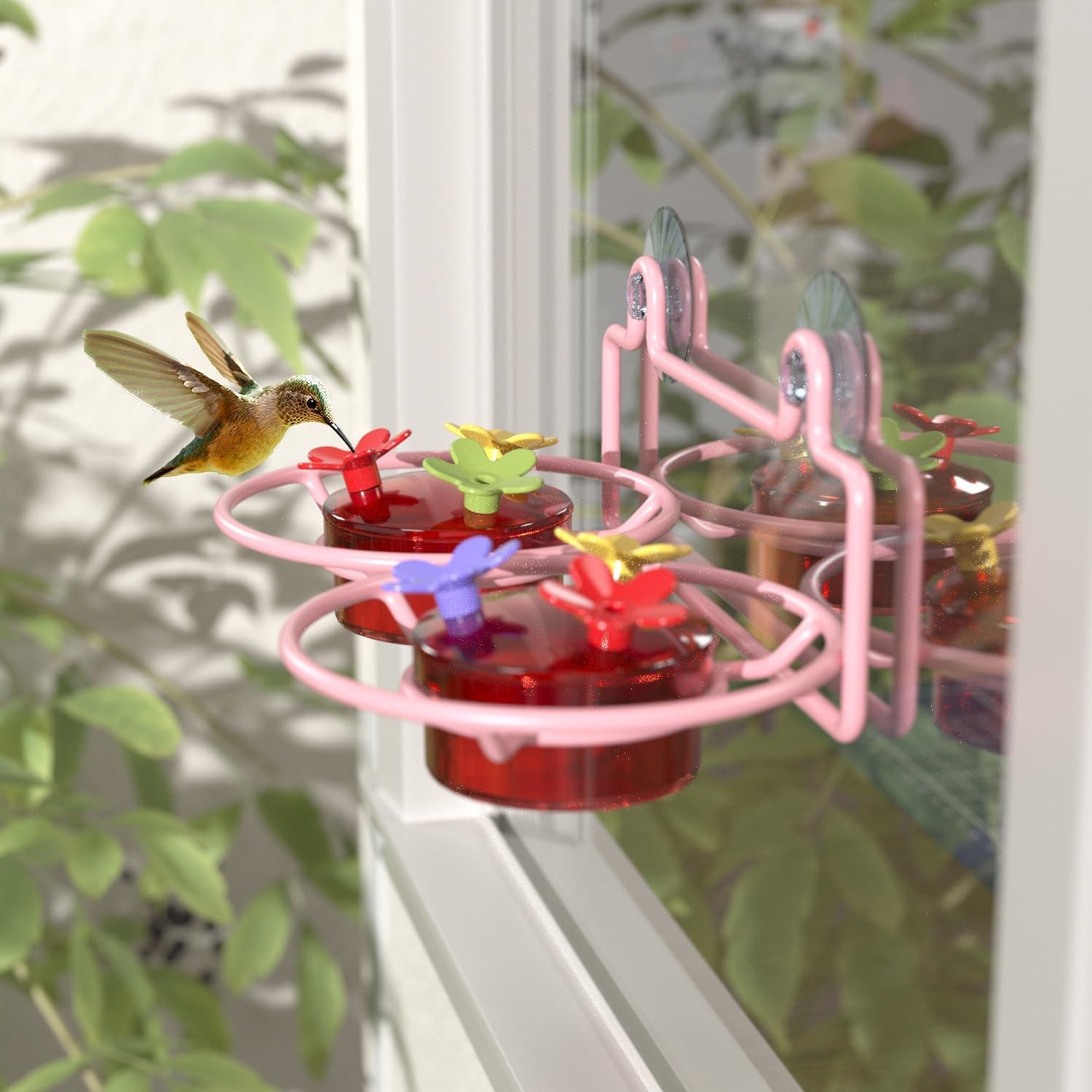 2 Pack Window Hummingbird Feeder, Small Feeder for 2PC-Pink