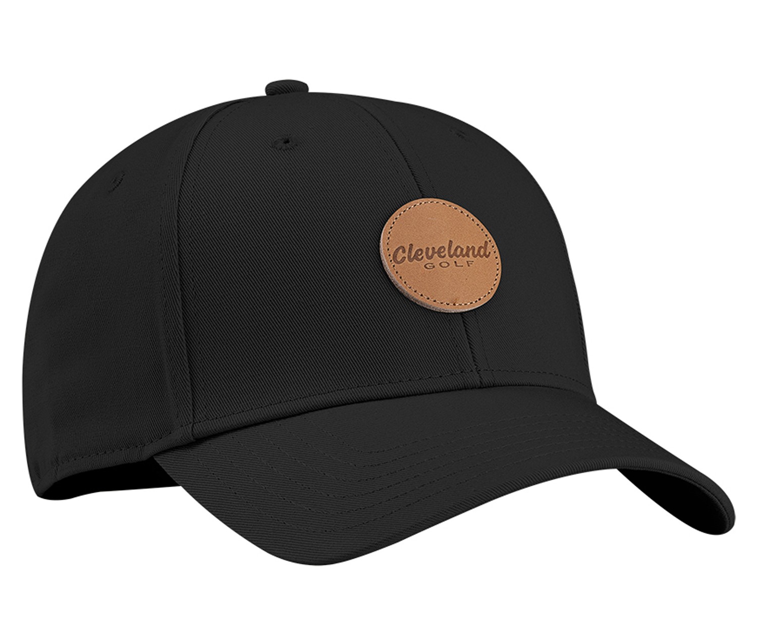 NEW Cleveland Golf Black Leather Patch Adjustable Golf Hat/Cap