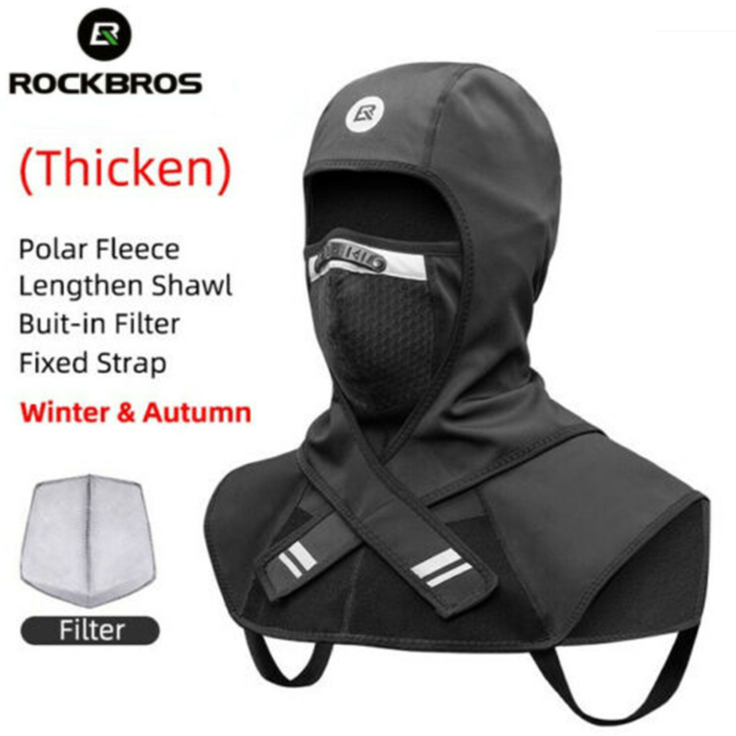 ROCKBROS Thermal Fleece Ski Headgear Skiing Snowboard Mask Snow Sport Headwear