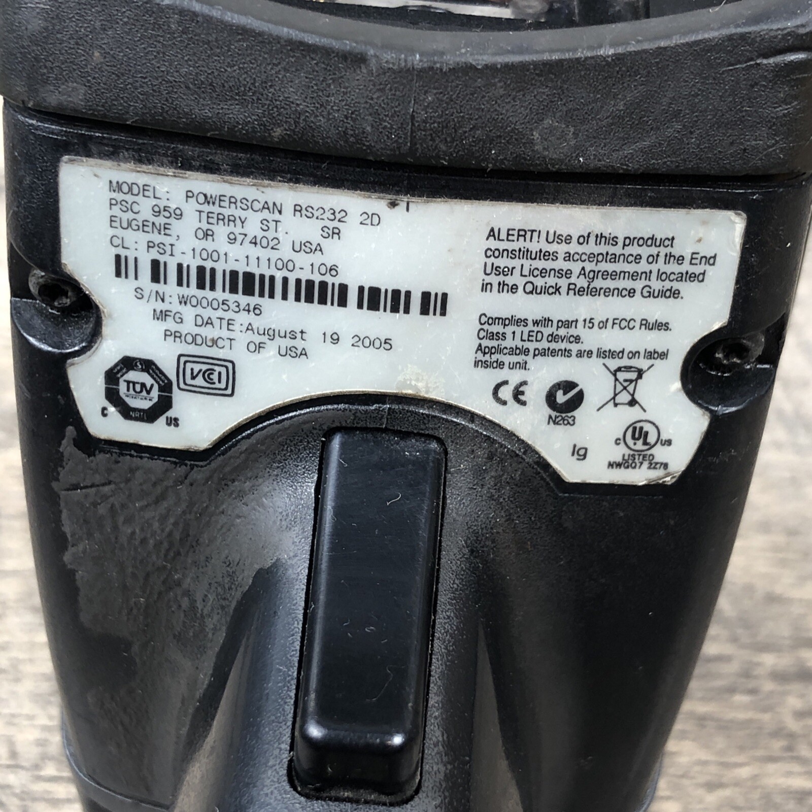 PSC Powerscan RS232 2D Black Wired Handheld Barcode Scanner Only