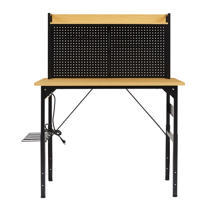 48'' Adjustable Workbench with pegboard Wooden Desktop Workbench 1600 lbs
