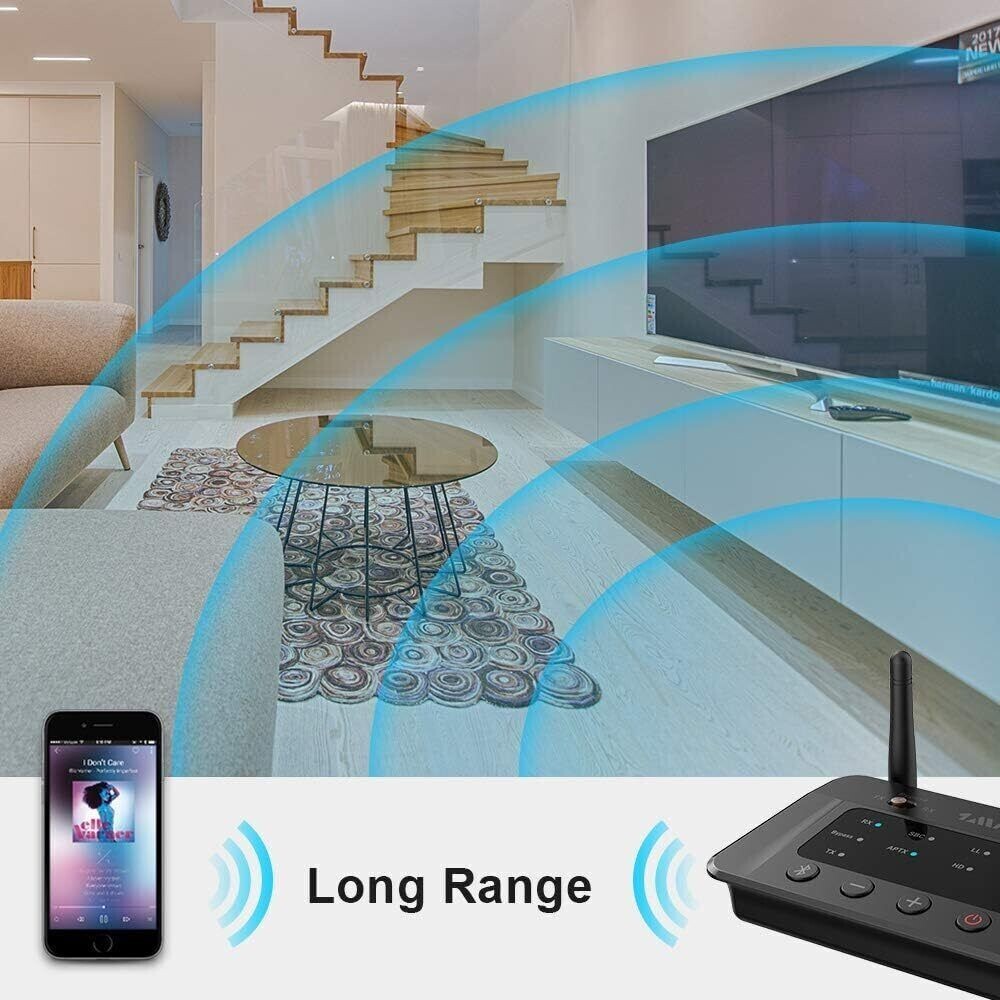Long Range Bluetooth 5.3 Transmitter Receiver For TV Home Stereo Audio Adapter