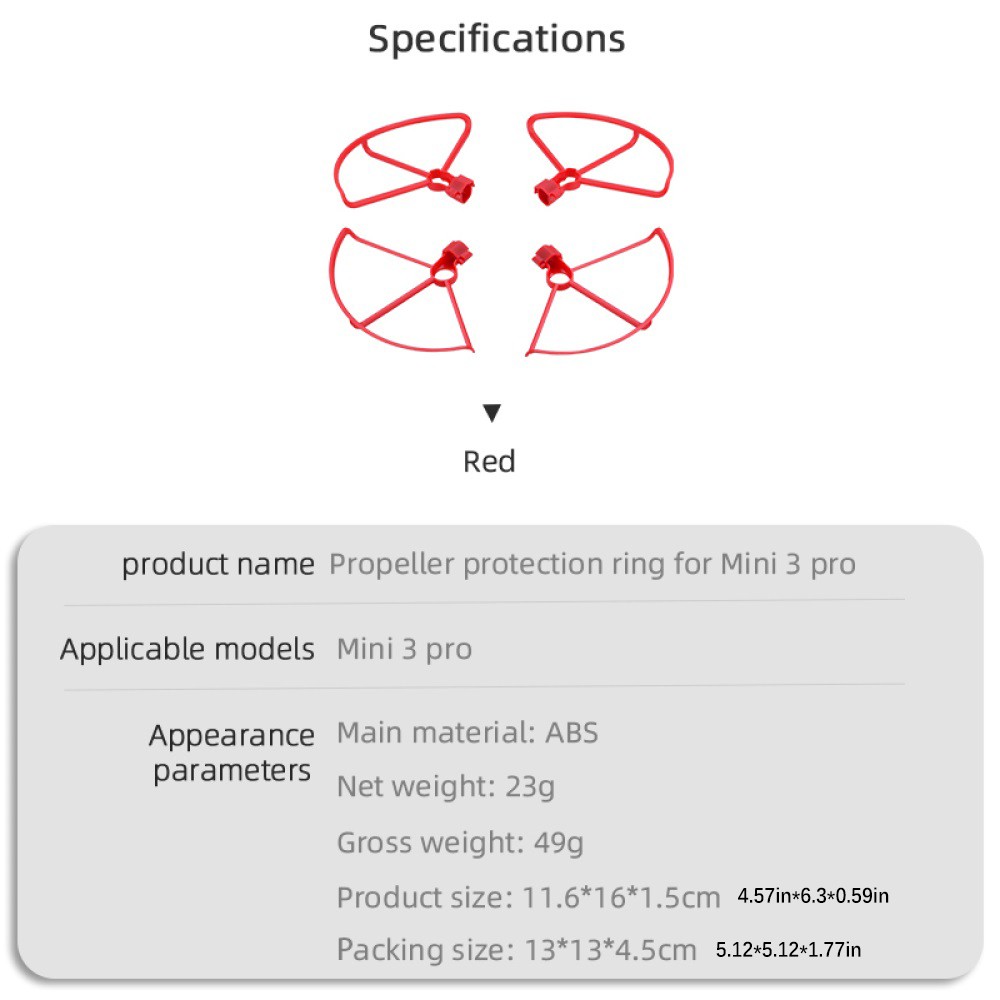 4Pcs Red Propellers Blades Protectors Guards for DJI Mini 3 Pro Drone Repair
