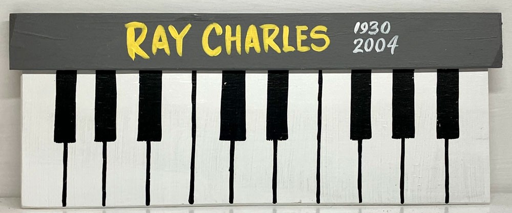 PIANO WALL PLAQUE - Ray Charles -  (#8) - 16" long