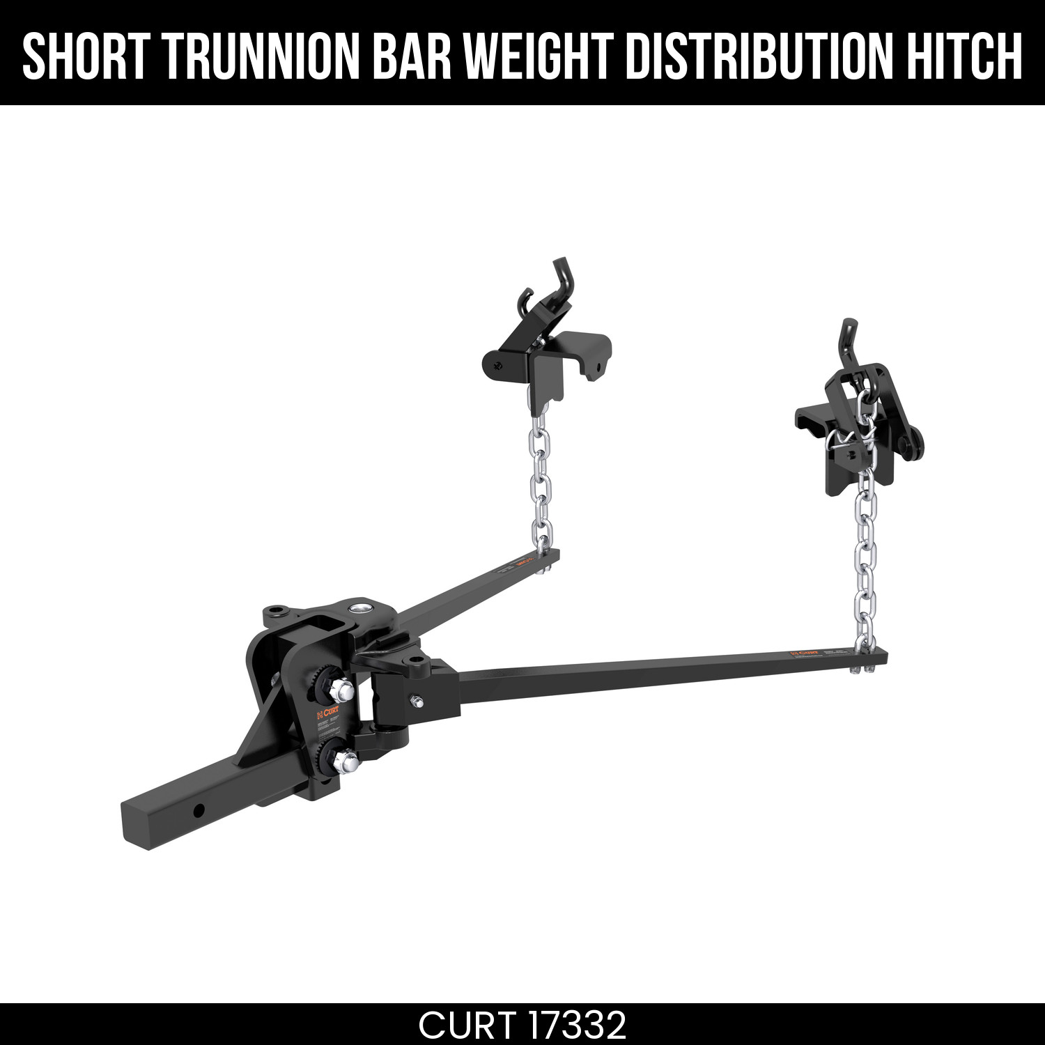 CURT Weight Distribution Hitch, Short Trunnion Bar, 10K lbs, Fits 2 Inch Shank