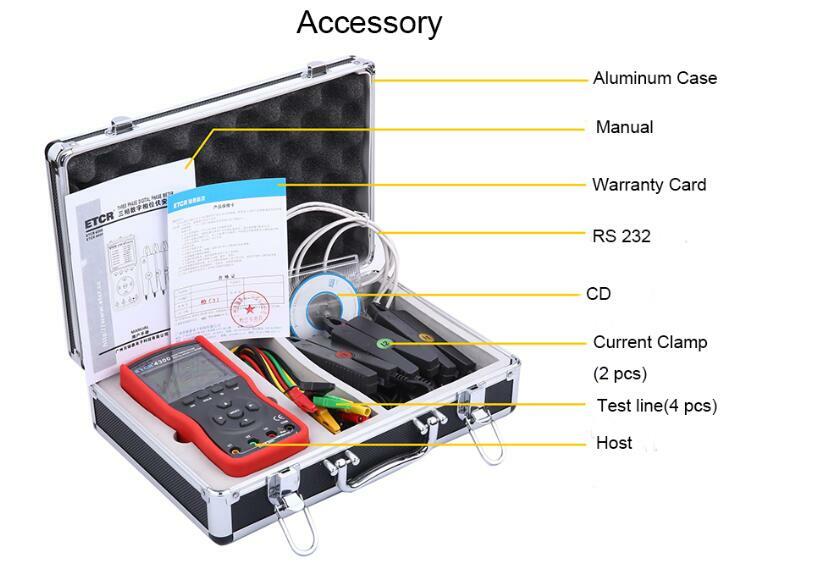Auto Three phase Digital Phase Voltmeter AC Current Voltage Tester RS232 Port