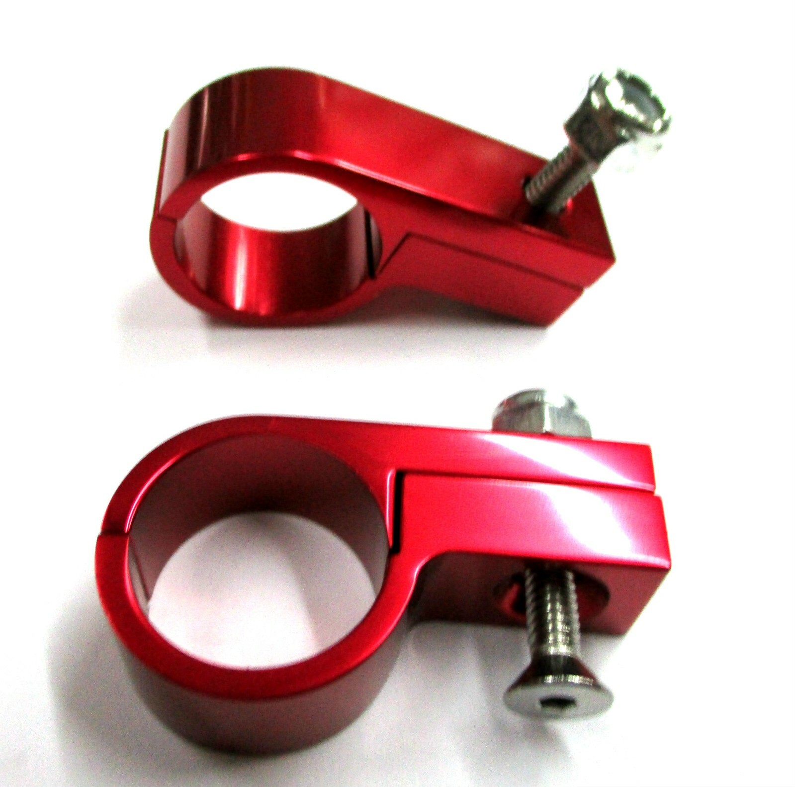 11/16" I.D. Billet Alum Show Polished Red Line Mountng P Clamp 2pk Fits -08 hose