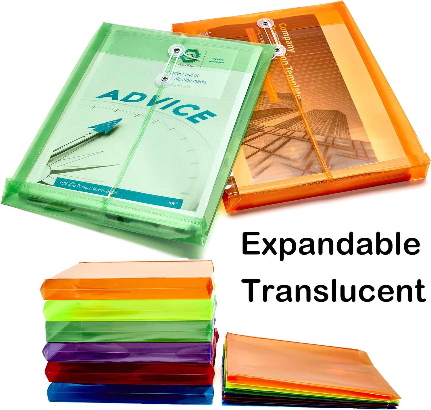 6 Pack Plastic Envelopes Poly Envelopes Expandable Files Document Folders with B