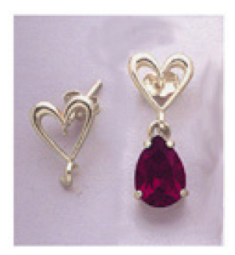 Two Solid Silver Heart Earring Dangle With Loop Studs (Dangles not included)