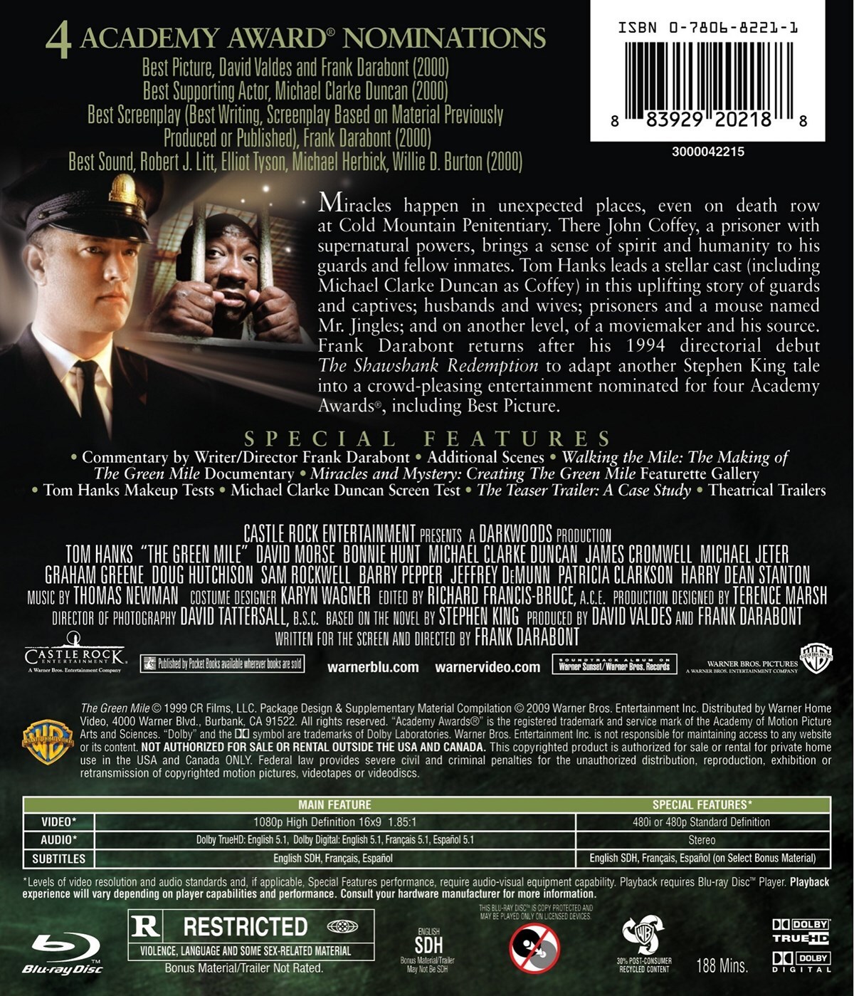 The Green Mile Blu-ray Tom Hanks NEW
