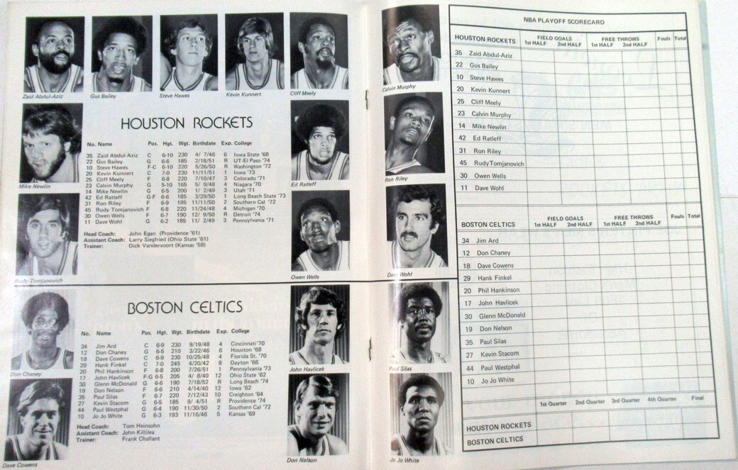 1975 NBA Playoff Program Celtics @ Rockets John Havlicek 83275b54