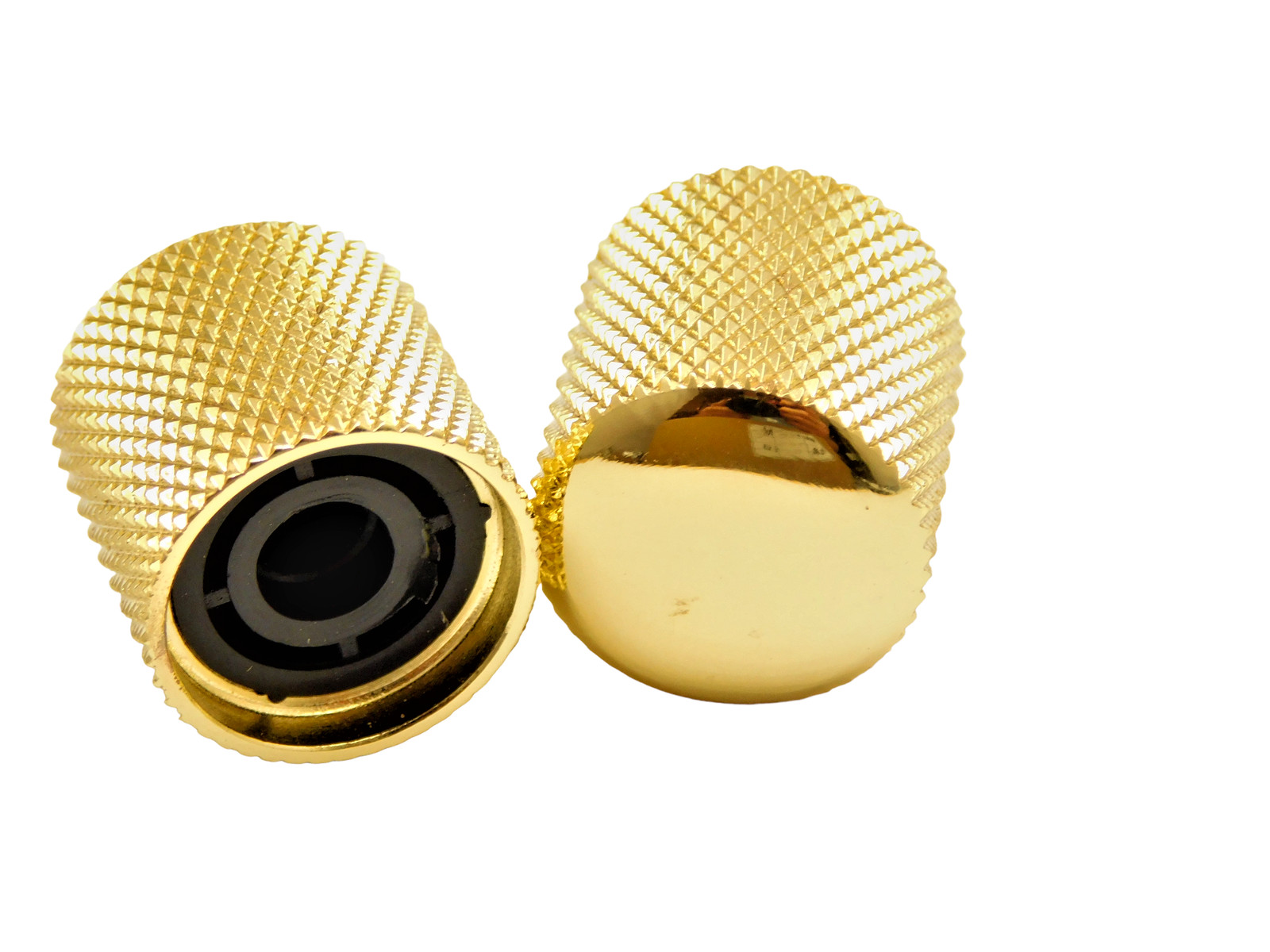 Gold Tele Dome Top Barrel Knobs (Fits Metric) Push On 2pc.