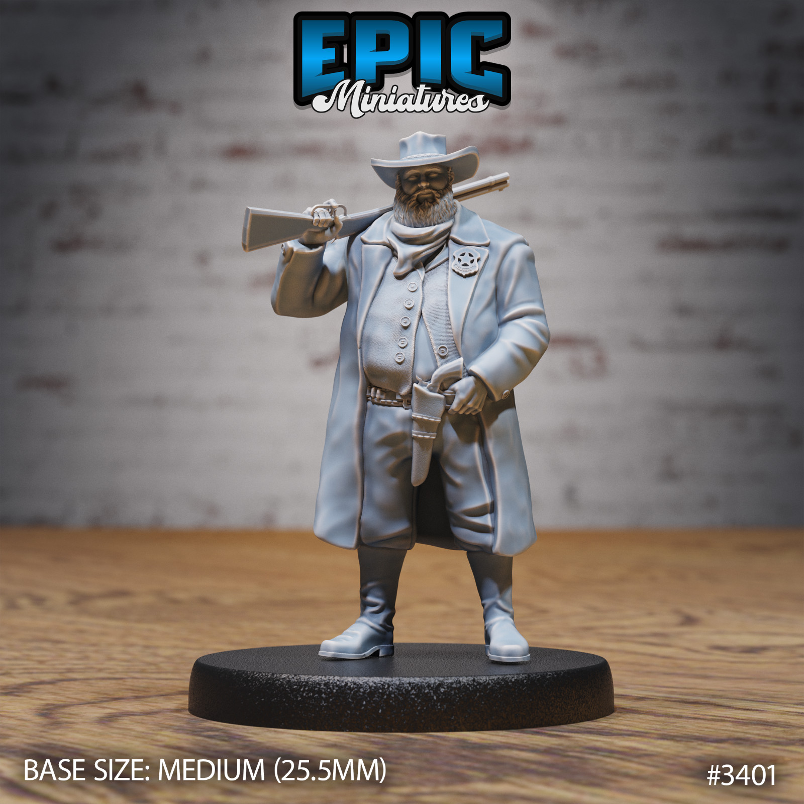 Wild West Marshall A by Epic Miniatures Monster RPG D&D Pathfinder 3D Print