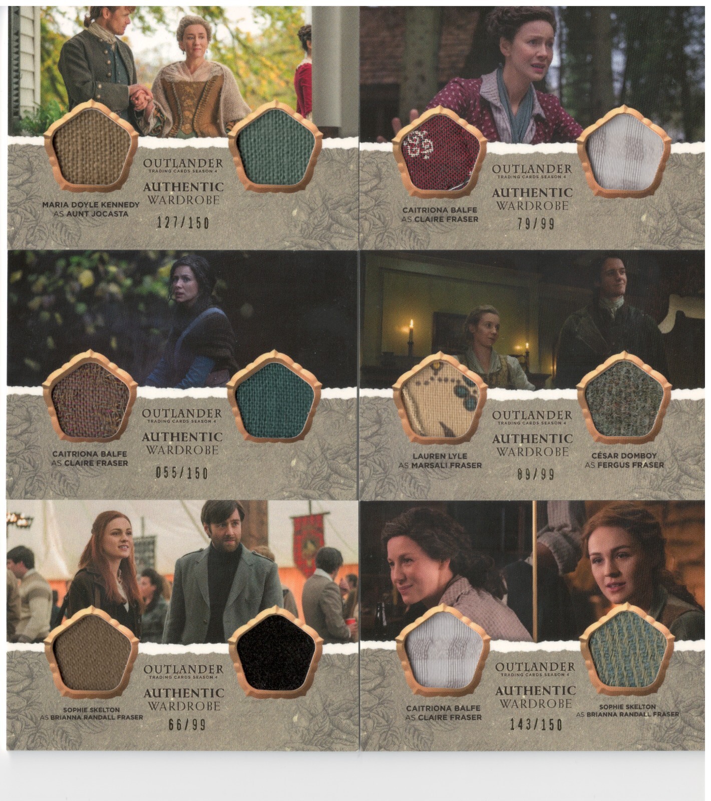 Outlander Season 4 Dual and Triple Wardrobe Cards DM01 & more — Cryptozoic 2020