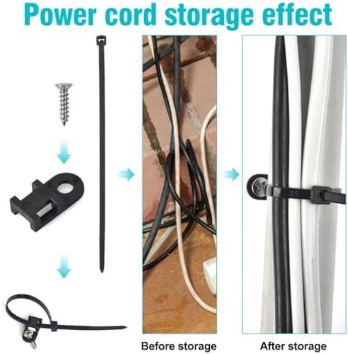 110 Pcs Cable Zip Tie Mounts Wire Cable Clips Organizer Holders with 6" Cable...