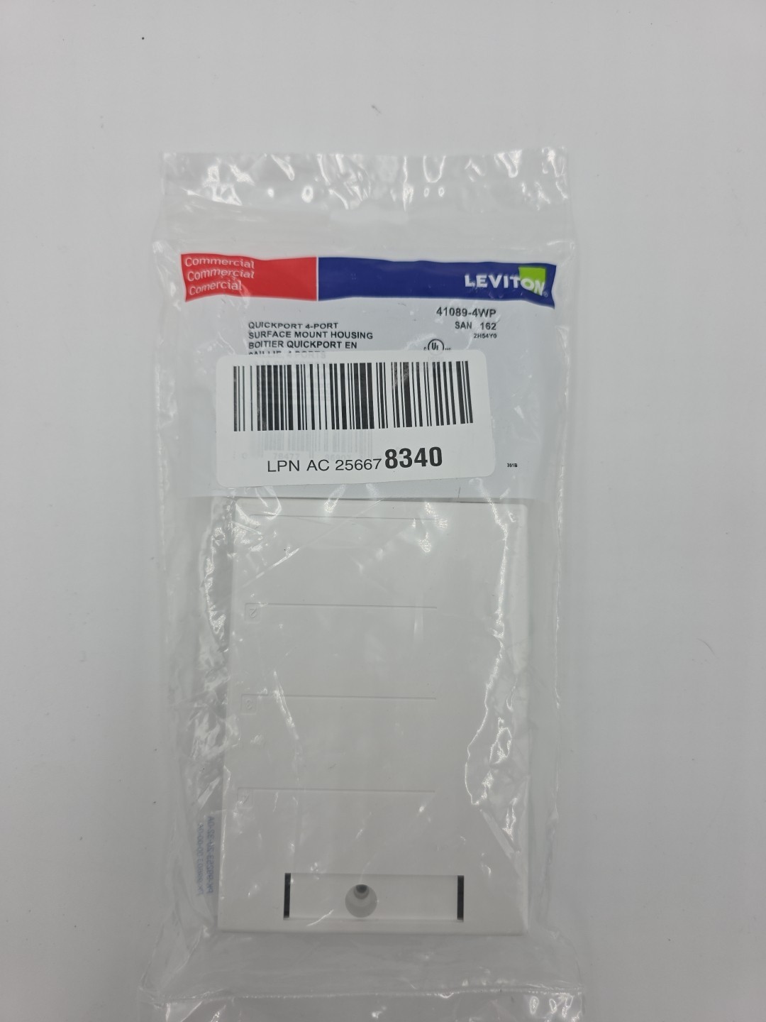 41089-4WP Leviton Surface-Mount QuickPort Box, 4-Port, White - New