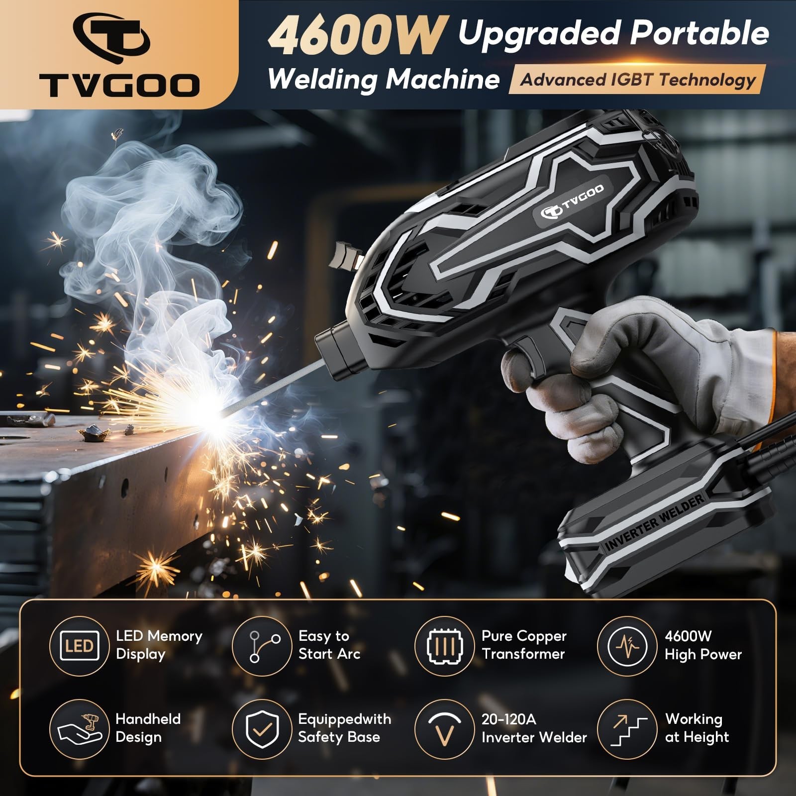 Portable Handheld Welding Machine - Digital Display & Memory Function, 120A 1...