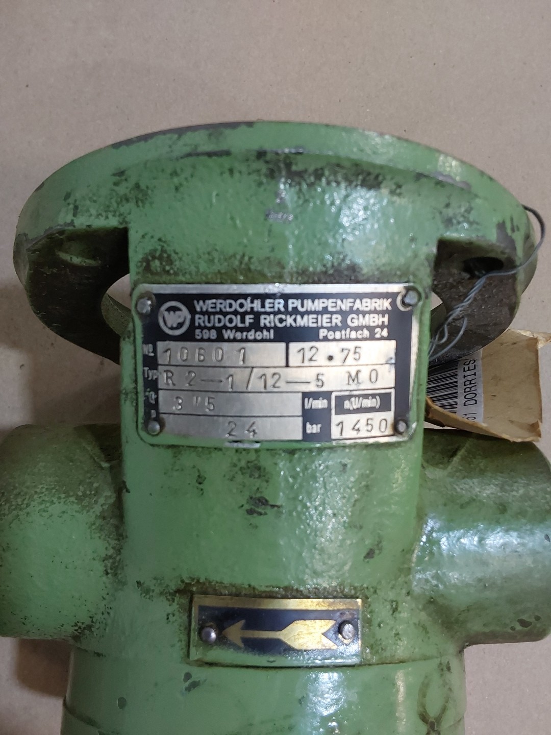 WERDOHLER PUMPENFABRIK NO: 10601
