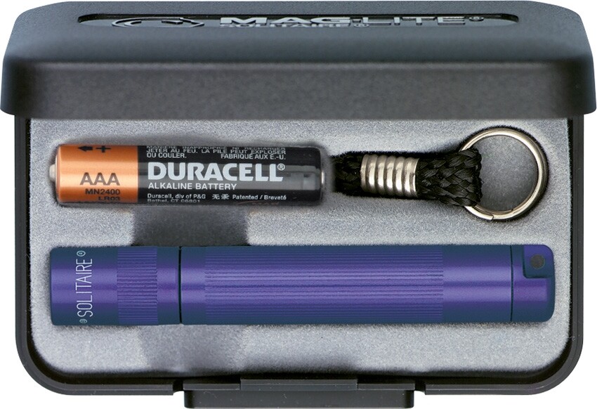 Mag-Lite Solitaire Compact Purple Flashlight +Giftbox Key Loop & Battery Durable