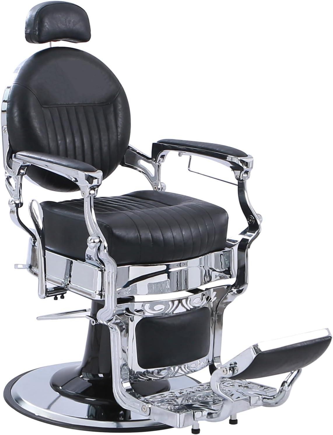 Vintage Barber Chair Metal Frame Hydraulic Recline Salon Styling Beauty Chair